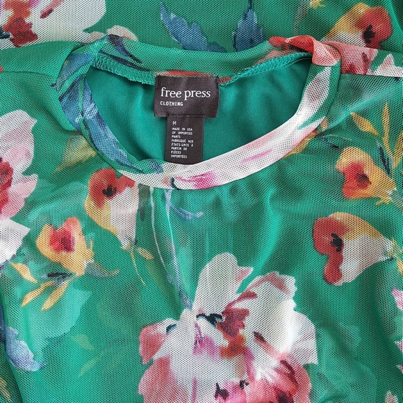 Mesh XS Sexy Dress Romantic Large Floral Scale Sleeveless Green Pink Size NWT - Picture 4 of 7